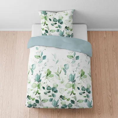 Produktbild von Biberna Lyocell™ Lyocell Bettwäsche Wildranken aqua 135x200 cm + 80x80 cm