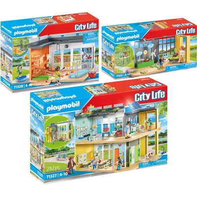 Produktbild von PLAYMOBIL - 3er-Set Große Schule + Turnhalle + Klimakunde
