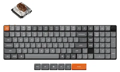 Immagine prodotto di Keychron K17 Max QMK Tastiera meccanica senza fili, QWERTY US, LED, Hot-Swap, profilo basso, Gateron Mechanical Brown K17M-A3