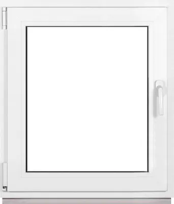 A white framed window on a white background.