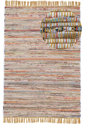 Produktbild von Flachgewebeteppich Kelim Chindi Gelb 120x170 cm | Moderner Teppich für Wohn- und Schlafzimmer