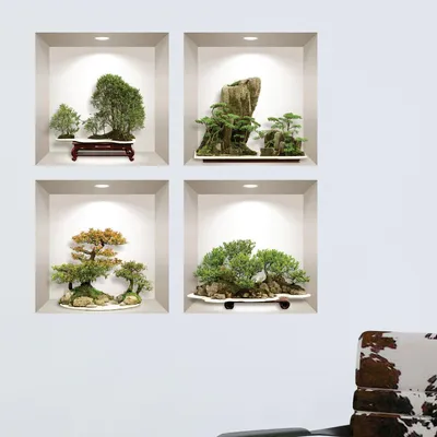 Produktbild von 3D-Bergbonsai-Aufkleber, 60 x 60 cm