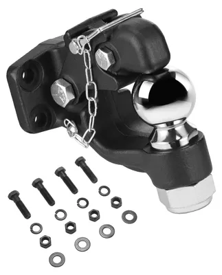 Image de Attelage de remorque VEVOR, remorque de 20000 lb, combinaison d'attelage 2-5/16" tête sphérique, adapté aux anneaux circonférentiels de 2,5" - 3", noir revêtu par poudre