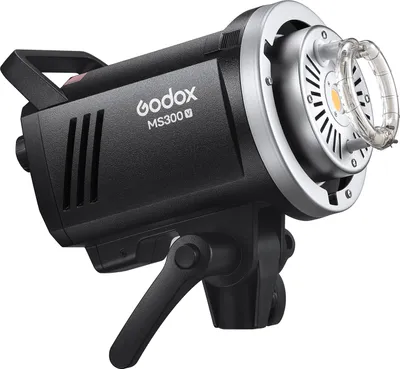 Produktbild von Godox MS300-V, verbessertes Studioblitzlicht, 300 Ws, Blitzlicht, GN58, 0,1šC1,8 s, Recyclingzeit, 5600 ¡À 200 K, 2,4 G kabelloses X-System mit 10 W LED-Einstelllampe, Bowens-Halterung fuer Hochzeit, Portraet, Mode, Werbung, Produktfotografie