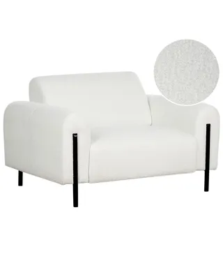Produktbild von BELIANI Sessel Weiß Bouclé Verstellbare Rückenlehne Schwarze Metallfüße Breite Armlehnen Modern Wohnzimmer Polstersessel