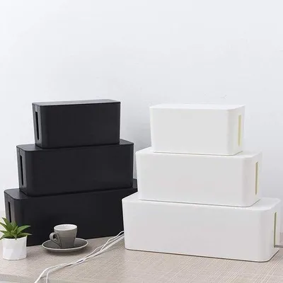 Obrázok produktu pre Unyqoos® Súprava 3 kusov – biely organizér káblov z ABS plastu, určený na zásuvky a nabíjacie adaptéry, na usporiadanie káblov, rozmery 40×15×13 / 32×13×12,5 / 23×11×12 cm, s detskou poistkou