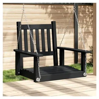 Produktbild von Garten-Hängestuhl aus massivem Tannenholz mit Metallketten in Schwarz