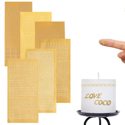Goldene Wachsbuchstaben-Set, 6 Bögen, 156 Stück, für Kerzen & Basteln