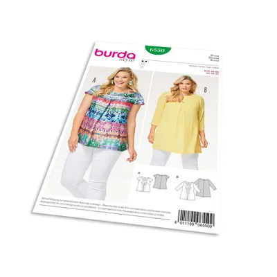 Produktbild von 6550 Bluse, Halsblende, Fältchen, Burda