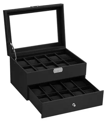Productafbeelding van Horlogebox met 2 niveaus - Stijlvolle opbergplaats voor horloges