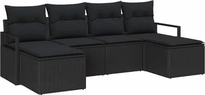 Imagen del producto de vidaXL Juego de sofás de 6 piezas, color  [Material sintético]: ratán sintético