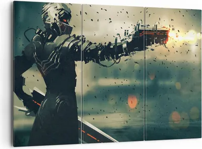 Produktbild von Bild auf Leinwand - Leinwandbild - Zukunft Waffe künstlerisch - 165x110cm - Wand Bild - Wanddeko - Leinwanddruck - Bilder - Kunstdruck - Wanddekoration - Leinwand bilder - Wandkunst - CE165x110-3196