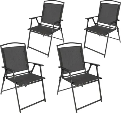 Immagine prodotto di BRUBAKER sedia da giardino Bergamo - sedia da campeggio resistente alle intemperie - sedia da balcone pieghevole - sedia pieghevole per campeggio balcone giardino, 4 sedie, grigio scuro