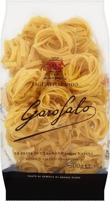 A bag of Garofalo Tagliatelle Nido pasta.
