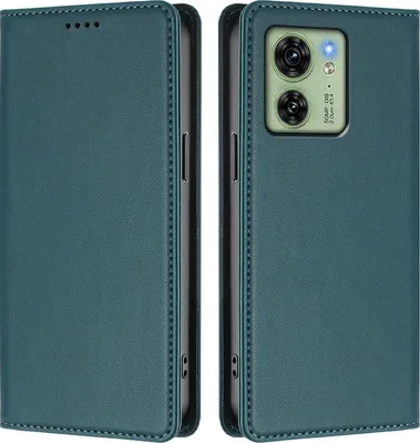 Immagine prodotto di Custodia in pelle per Motorola Edge 40, custodia a libro magnetica in Finto cuoio con supporto, verde