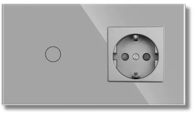 Produktbild von Touch-Schalter und Steckdose, Rahmen aus gehärtetem Glas, iUni 1Y, LED, Silber
