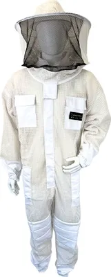 Obrázek produktu pro Včelařský kombinéza Ochranný oblek pro včelaře Včelařský oblek FULL-AIR s integrovanou závojem, bílý, se zipem, velikost XXL