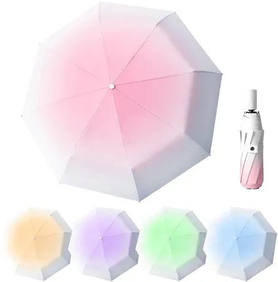 Produktbild von Unyqoos® Automatischer sturmfester Taschenschirm mit UV-Schutz, 8 Rippen, Polyesterfaser, leicht, 34×5 cm, Auto‑Öffnung/-Schließung, bis 35 mph