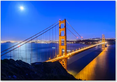Produktbild von Tulup® Leinwandbild - 100x70 cm - Wandkunst - Drucke auf Leinwand - Leinwanddruck  - Sehenswürdigkeiten & Architektur - Gelb - San Francisco Brücke