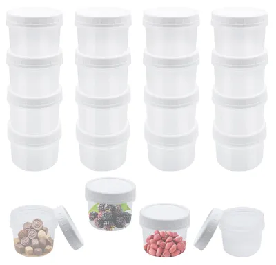 Produktbild von Kleine Dosen mit Deckel - 20 Stück à 160 ml - Gefrierdosen aus Kunststoff - Transparent