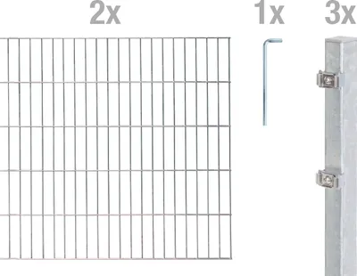 Produktbild von Alberts Doppelstabmatten Zaun, Höhe 80 cm, Länge 4 m, Zaun-Komplettset zum Einbetonieren, feuerverzinkt, Pfosten 60x40 mm