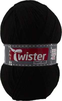 Produktbild von 400g Twister Sport uni stricken häkeln Farbe 90-schwarz