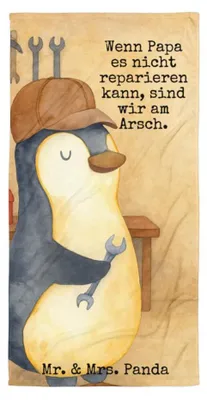Produktbild von Mr. & Mrs. Panda Strandtuch Wenn Papa es nicht reparieren kann, sind wir am Arsch Design - Weiß - Geschenk, Muttertag, Großes Badehandtuch, Vatertag, Handtuch, Vater