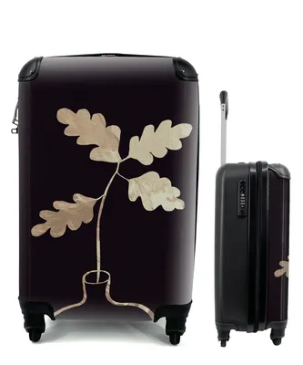 Produktbild von MuchoWow® Koffer Handgepäck Trolley Rollkoffer Kleine Reisekoffer mit 4 Rollen - Blätter - Gold - Luxus - Cabin Size < 55x40x23 cm & 55x40x20 cm - Fotokoffer - Kabinenkoffer - Boardgepäck - Reise-Box - Reisekoffer - Reisegepäck - Koffer mit Bild - Trolley für Kinder