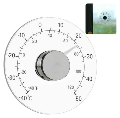 Produktbild von Außenthermometer, Fensterthermometer für Den Innen- und AußEnbereich, Transparentes Zifferblatt, Wetterthermometer, Genaue Messwerte, 10,7x10,7cm
