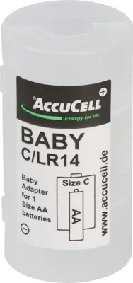 Produktbild von Universal Baby C Adapter für je 1x Mignon/AA auf Größe Baby, C, LR14, FR14 – Batteriehalter AA Mignon (Kunststoff)