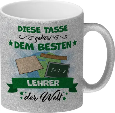 Produktbild von Bester Lehrer der Welt Glitzer-Kaffeebecher