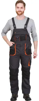 Produktbild von Gartenlatzhose Arbeitsoverall - Verstellbare Länge - Stahl Schwarz Orange - Größe 58 - Für Garten und Arbeit
