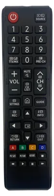 A black TV remote control with various buttons.