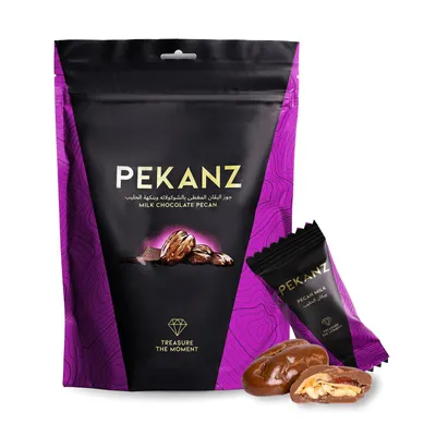 Produktbild von PEKANZ Geröstete Pekannüsse mit Milchschokolade, einzeln verpackt, 200 g