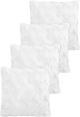 Produktbild von 4er Set Dekorative Kissenbezüge aus kuschelig weichem Teddy-Fleece 45x45 cm