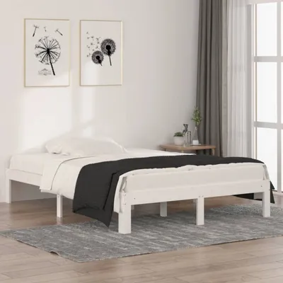 Produktbild von The Living Store Massivholzbett Weiß 135x190 cm
