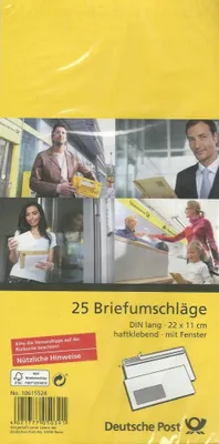Produktbild von 25 Umschläge DIN lang - weiß - mit Fenster - haftklebend