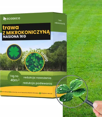 Zdjęcie produktu dla Nasiona trawy EcoDeco Mikroklee – mieszanka nasion koniczyny, 1 kg na 40 m² – nadaje się do gleb suchych i ubogich w składniki odżywcze – idealna do trawników ozdobnych i parków publicznych