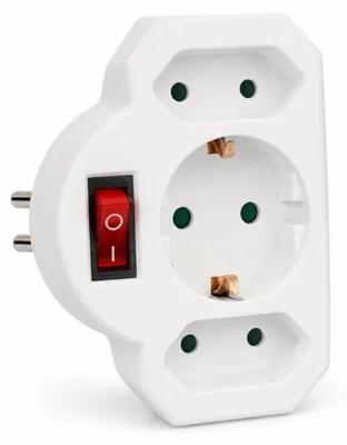 Produktbild von Arcas Zwischenstecker 2+1 mit Schalter | 3500W | 16A | Weiß