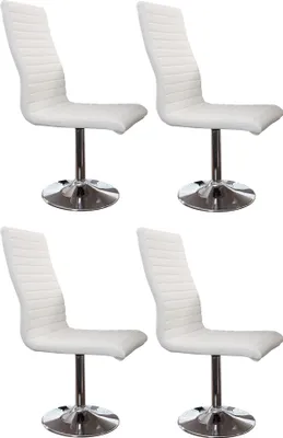 Produktbild von SalesFever Esszimmerstuhl 4er Set | Bezug Kunstleder | Gestell Metall Chrom-Optik | 360 Grad drehbar | B 45 x T 65 x H 106 cm | weiß