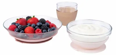 Produktbild von BÉABA & Duralex, Kinder Essensset Glas, Teller, Schale Und Becher Mit Silikon Sa