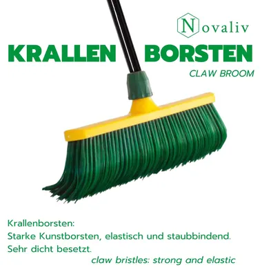 Obrázok produktu pre Novaliv prémiová metla s násadou 30 cm vrátane zametacej súpravy Jumbo, špeciálna metla so zahnutými štetinami s plastovou hlavou - ideálna ako záhradná metla, škrabacia metla, metla na umelý trávnik, ideálna na kempovanie