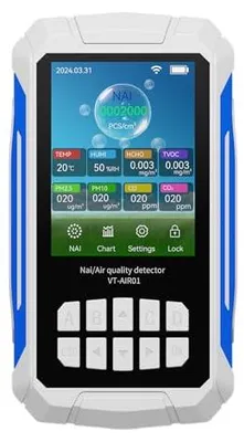Obrázok produktu pre Monitor kvality vzduchu – vnútorné použitie: CO2, PM2.5, PM10, VOC, teplota, vlhkosť. Detektor (biela farba)