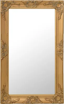 A gold baroque-style mirror on a white background.