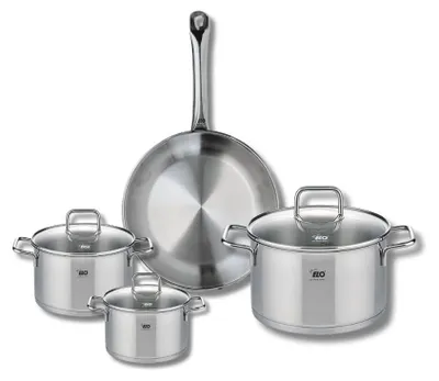 Image de Ensemble de 1 Poêle de cuisson 24 cm et 3 faitouts 12, 14 et 20 cm Elo Profi Citrin