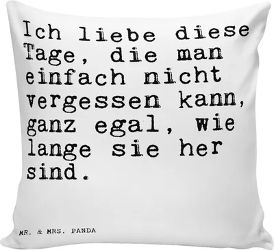Produktbild von Mr. & Mrs. Panda Kissen 40x40 Ich liebe diese Tage,... - Weiß - Geschenk, Deko, Sofakissen, Zitate, Spruch Sprüche Weisheiten Lustig Weisheit Worte, couch, Polster