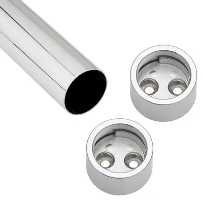 Produktbild von SOTECH Schrankstange rund Chrom 1500 mm mit 2 Schrankstangenlagern zylindrisch Ø 25 mm – Kleiderstangen-Set