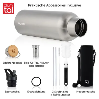 Produktbild von Blumtal Thermosflasche 500ml - doppelwandige Trinkflasche Edelstahl 500ml - Isolierflasche 500ml BPA frei Stainless Steel