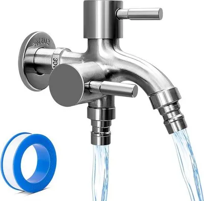 Produktbild von Famanu Wasserhahn Doppelanschluss - Tropffrei und absperrbar für den Außenbereich