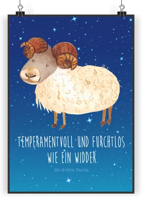 Produktbild von Mr. & Mrs. Panda Bild Sternzeichen Widder DIN A5 - Sternenhimmel Blau - Geschenk, drucke, kunstdruck poster, Geburtstag April, März, Wandbild, Schafbock, Bock, wanddeko